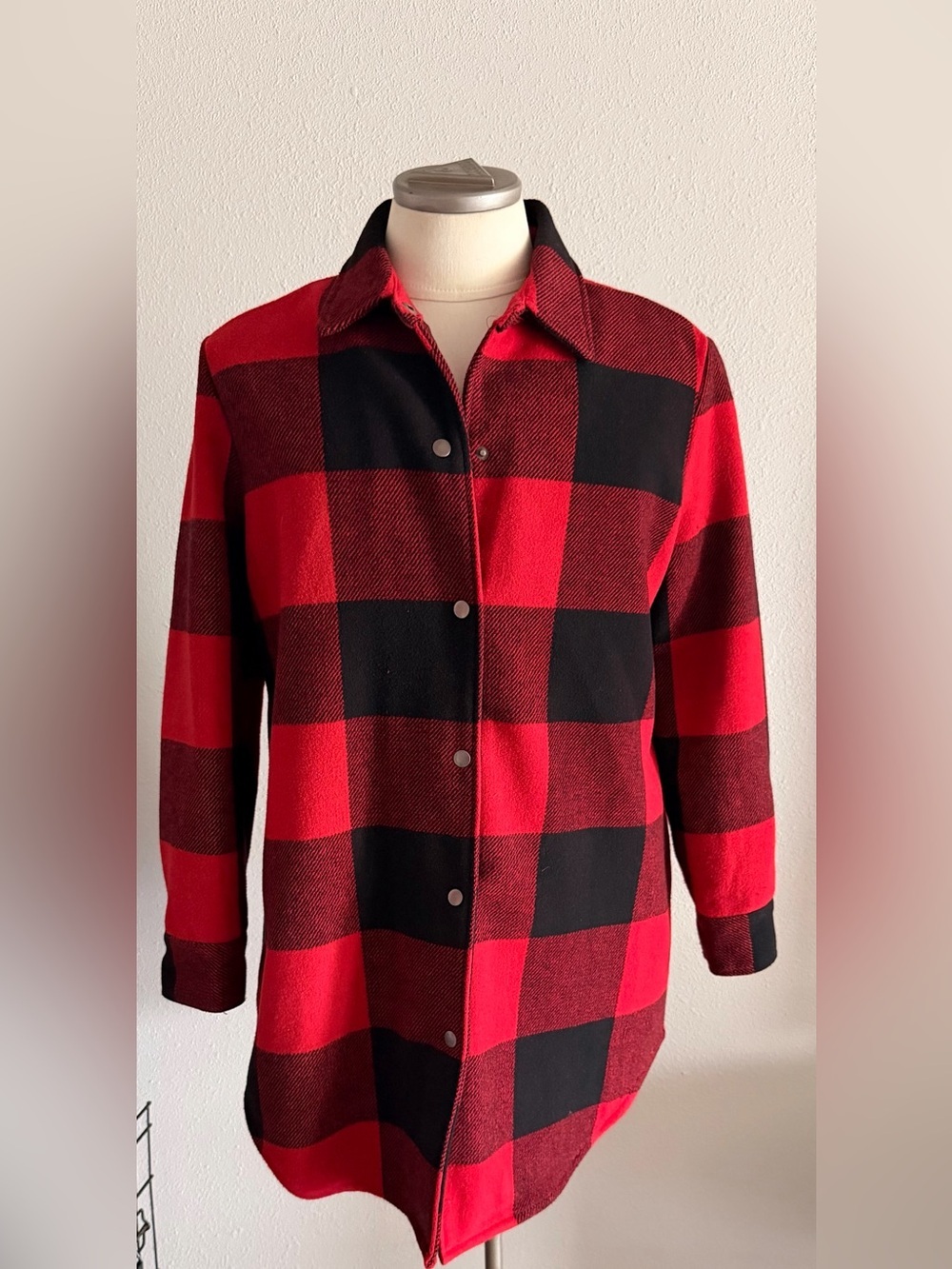 BB Dakota Red & Black Buffalo Plaid Utility Jacket Size Large